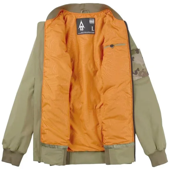 NEW Burton x ALPHA INDUSTRIES Undefeated MA-1 Flight Bomber Jacket Greenish Tan - Picture 3 of 4
